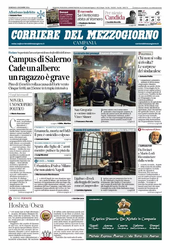 Prima-pagina-corriere del mezzogiorno-del-2024-12-01